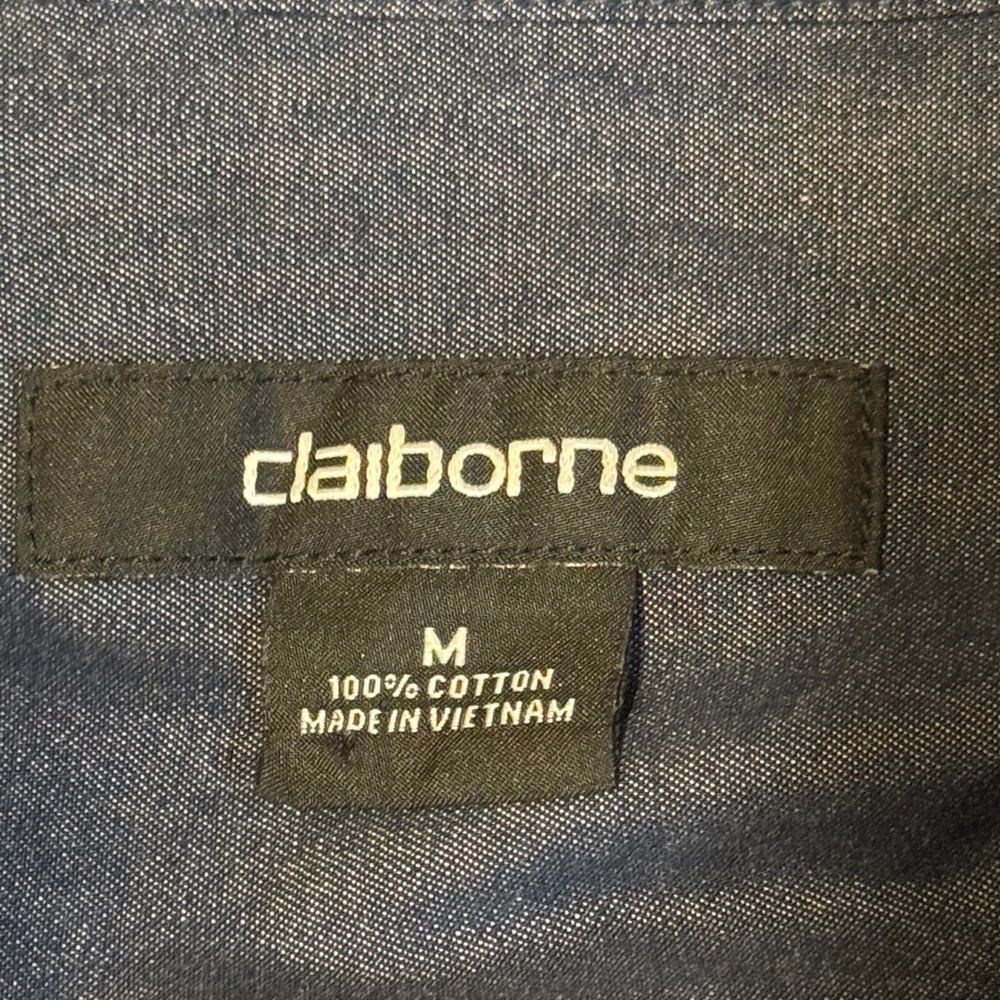 Claiborne Men's Casual Button Down Shirt - Dark Blue - Picture 8 of 10